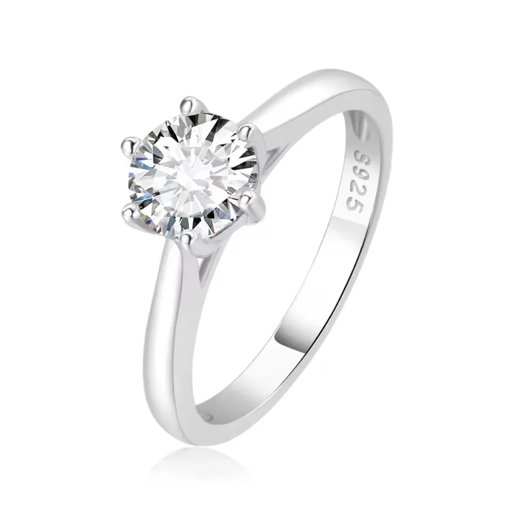 1ct Solitaire Platinum‎ Simulated Diamond Engagement Wedding Ring, Size 6 NEW